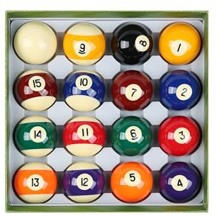 ASKA Billiards Pool Boston Numbered Balls Set 2-1/16 inch (52mm) /Smaller Than Regular Size/16 Balls Including a Cue Ball