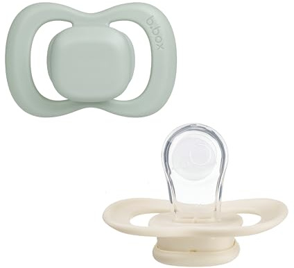 b.box Pacifier Soother Dummy Size 2 (2 Pack) | Symmetrical Silicone Teat and Shield | Antimicrobial | BPA Free | 6m+