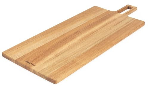 Salter BW13693EU7 Toronto - Tagliere per pizza in legno, 60 cm, grande tavola da pascolo, in legno di acacia certificato FSC®, paletta rettangolare per salumi con manico per servire, gancio per