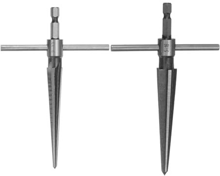sourcing map 2pcs Tapered Hand Reamer Set 1/8-1/2 (3-13mm) 3/16''-5/8'' (5-16mm) T Handle 6 Flutes Chamfer Reaming Taper Reamers for Guitar Bridge Pin Hole Wood Metal Plastic