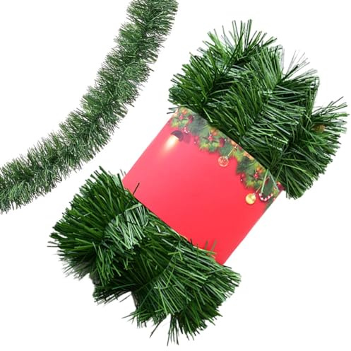 YRYRYW Dekorativ julkrans | Gröna ytterdörr girland | Grön glitter julgirland, hemväggdörrdekor, julgransprydnader för trappspis Household faucets
