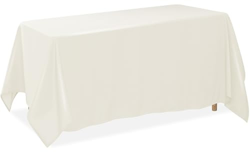 Lann's Linens - 90 x 132 Premium Tablecloth for Wedding/Banquet/Restaurant - Rectangular Polyester Fabric Table Cloth - Ivory
