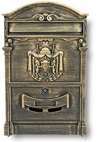 Verda Briefkasten Retro Antik Vintage Postkasten Wandbriefkasten Alu 3D-Relief Schwarz [40 x 25,5 x 9cm] Klassischer Antiker Metallbriefkasten SN3663-3