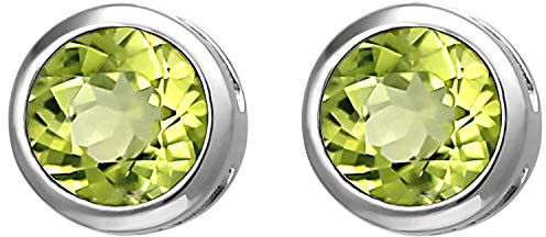 Jobo Damen-Ohrstecker aus 925 Sterling Silber mit Peridot 6 mm