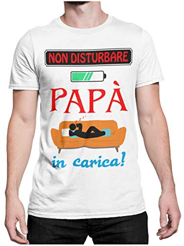STAMPATEK Maglietta T-Shirt per la Festa del papà Maglia Meritato Riposo con Scritta Non Disturbare papà in Carica Idea Regalo