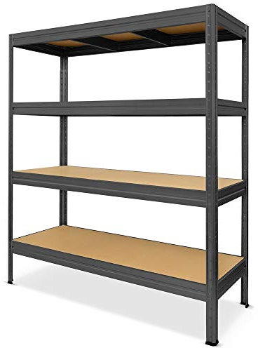 HEMMDAL Schwerlastregal Typ L - HxBxT 177 x 160 x 60 cm - Graphitgrau - 2.400 kg Tragkraft - Steckregal mit 4 Böden - 600 kg Fachlast - Made in EU - stabiles Metallregal - Lagerregal - Werkstattregal
