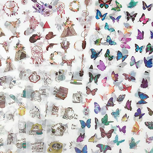 allydrew Washi Stickers Sets for Scrapbooking, DIY Crafts for Stationery, Diary, Card Making, (18 Sheets) Butterflies & Cats