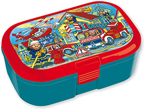 Lunchbox * FEUERWEHR * für Kinder | 10670 | Perfekt für Feuerwehrauto-Fans | Vesperdose Brotdose Brotzeit Schule Grundschule Einschulung Fire Fighter