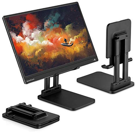 Pepper Jobs SSS-T6 (Solid Sturdy Stand) Foldable Extendable & Adjustable Stand for tablet/portable monitor/laptop. Dual-Pole Support. Ideal to hold 12 to 17 inch larger size devices (Black)