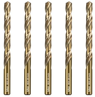 SALI Cobalt Drill Bit Set 5Pcs 10mm M35 High Speed Steel Jobber Drill Bit Kit (HSS) Twist Drill Bits for Hardened Metal, Stainless Steel, Cast Iron, Wood and Plastic, with Index Storage Case