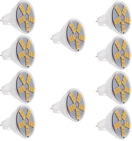 10 bombillas LED MR11 GU4 de 3 W, 250 lúmenes, 15 5630SMD, luz cálida