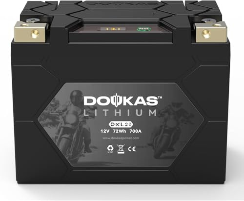 DOUKAS DKL20 YTX20L-BS 700A LiFePO4 Motorcycle Lithium Battery, 12V 6Ah Powersports Battery, Compatible Jet Ski, ATV, Lawn Mower, Scooter, Generator Battery, Snowmobile