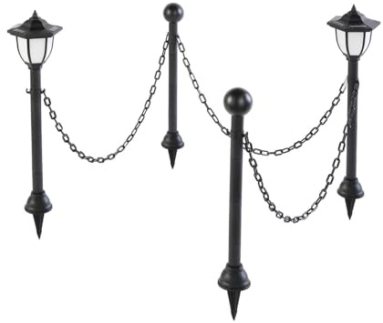 Coopers of Stortford 4-Piece Solar Lamp Post & Chain Set | Outdoor Garden Path Lights Patio Pathway