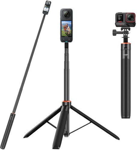 Perche Selfie 136cm avec Trepied Intégré pour Insta 360 X5/X4/X3/ONE X2/One X/Ace/Ace Pro/Ace Pro 2/on RS (sans 1-inch 360), DJI Osmo 360 - Accessoires 2 en 1 pour insta360