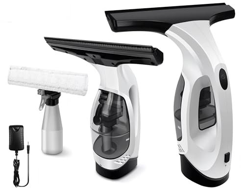 HSHa Aspirador de ventana recargable, kit de limpieza de ventanas eléctrico, depósito de agua de 150 ml, lavaparabrisas inalámbrico