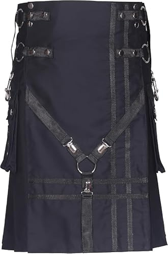 All Kilts Sports Kilt di utilità tattica nera – durevole, funzionale ed elegante, Nero , 48''