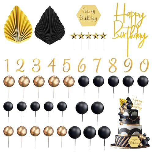 44 PCS Decoration Gateau Anniversaire, Boule Decoration Gateau, Deco Gateaux Anniversaire, Idéal pour Les Anniversaires, Les Soirées À Thème, Les Mariages Et Les Anniversaires de Mariage