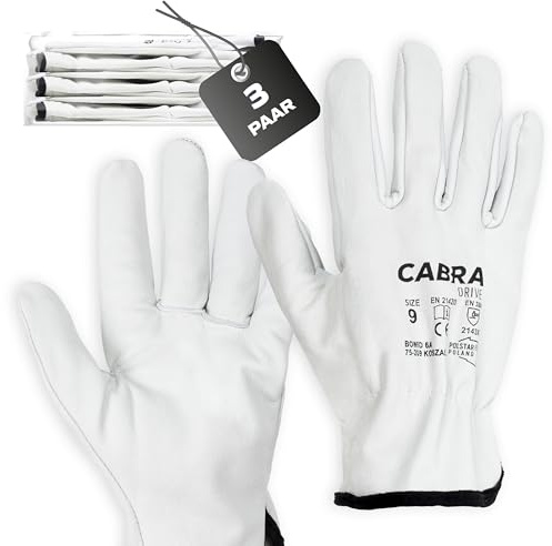 Covent Guantes de trabajo para hombre, piel, talla 9, resistentes a las espinas, EN388 2143X, guantes de protección con cordón elástico, piel de vacuno transpirable