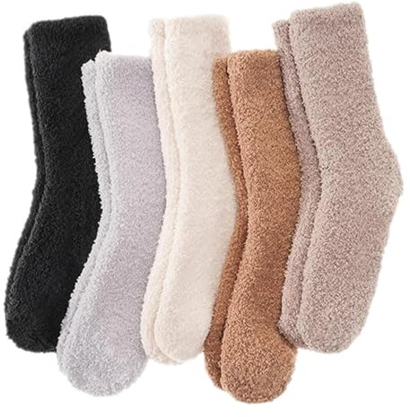 MLPKOI 5 Pares Calcetines Calentitos Mujer, Suaves Calcetines Invierno de Mullidos Espesar Casa Térmicos Polar Suaves de Piso Talla 35-41