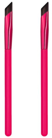 Lot de 2 pinceaux à sourcils inclinés avec poils synthétiques doux pour peaux sensibles Entretien facile Brosse à sourcils en fibre synthétique