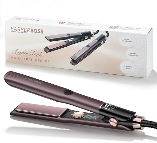 BarberBoss Hair Straighteners for Women, Ceramic Hair Straightener with Floating Plates, Negative Ion & Keratin Infusion, Flat Iron Hair Styler for Straightening, Smoothing & Frizz Control, (QR-8411)