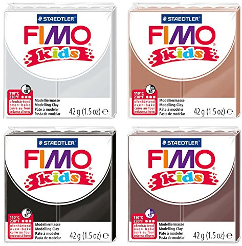 STAEDTLER 8030 AMZ 05 – Fimo kids modelleringsmassa, 4 block, 42 g, mörka färger