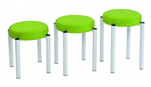 Gymnastikhocker rund, 7cm Polsterung, Kabinen-Hocker 55cm hoch, blaugrausilber