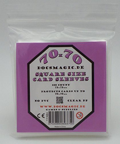 docsmagic.de 100 Small Square Board Game Sleeves - 70 x 70-72 x 72
