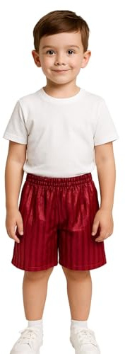 A2Z 4 Kids Flickor Pojkar Skugga Rand PE Shorts Sport Fotboll Gym Skola - Shadow Shorts Wine 13.