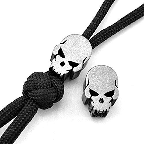 Aibote Anhänger für Paracord-Schnur, Titanlegierung, TC4, Messer, Perlen, Outdoor, Camping-Gadgets, multifunktionale Verwendung, Skull-B-Silber