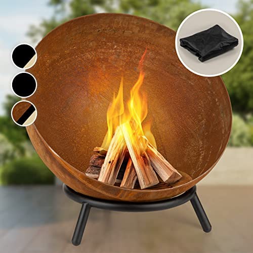 Blumfeldt Braciere da Giardino, Bracere da Esterno Legna, Braciere con Supporto, Braciere da Esterno Resistente Alle Intemperie con Griglia, Copertura Barbecue, Per Campeggio e Terrazzo 66 x 66 cm