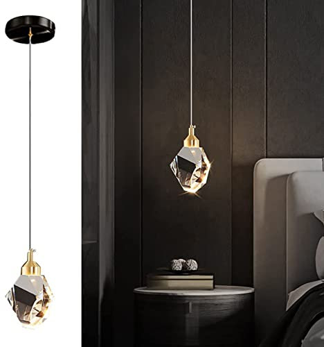 Moderne Kristall Pendelleuchte, 3-Farben LED Kristall Pendelleuchte, HöHenverstellbare Decke Hängelampe, FüR KüCheninsel Schlafzimmer Esszimmer