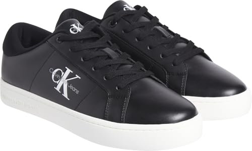 Calvin Klein Herren Cupsole Sneaker Leder, Schwarz (Black/Bright White), 43