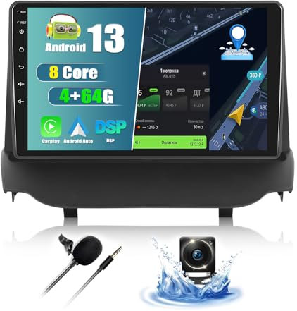 8-Núcleo 4+64G CAMECHO 9 Pulgadas Autoradio para Ford Ecosport 2013-2017, Android 13 Inalámbrico Carplay Android Auto Bluetooth Radio con WiFi GPS DSP FM/RDS Mirror Link SWC +Cámara Canbus