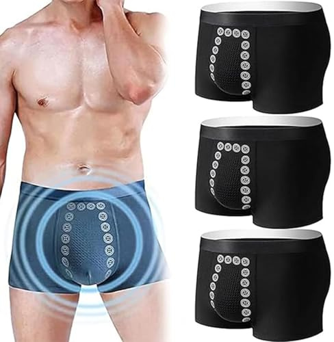 ZHKVAG Men's Energetic Massage Magnetic Therapy Underwear, Energy Field Therapy Men's Underwear, Men Massage Boxer Brief (3Pcs-A,XL)