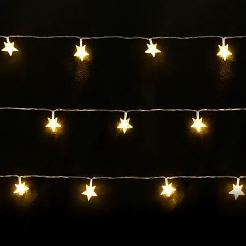Glowster Lichterkette mit Batterien Typ 3AA – 20 warme LEDs – 0,3 m + 3 m – transparente Linie – IP20 – Timer, ideal für Dekorationen.