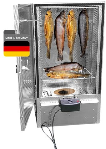 NOWOSmoker Edelstahl Räucherofen -Doppelwandig Isoliert- Spitzenqualität Made in Germany - Elektrischer Räucherschrank - 80cm Smoker Warm- & Kalträuchern - Optional Holz/Gas - Viel Zubehör