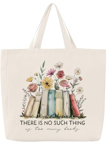 Onperpoe Bolsa de tela estampada para mujer, bolsa de la compra, regalos, reutilizables, de algodón, para amantes de los libros, 40 x 35 cm