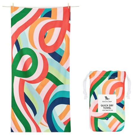 Dock & Bay Strandhandtuch - Schnell trocknende Mikrofaser, ohne Sand - Kompakt, Leicht - 100% recycelt - Inklusive Beutel - Fruit Loops, Large (160x90cm, 63x35)