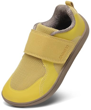 SAGUARO Barfotaskor barn barfota sneakers utomhus breda inomhusskor barnskor storlek 24–36, GUL, 29 EU