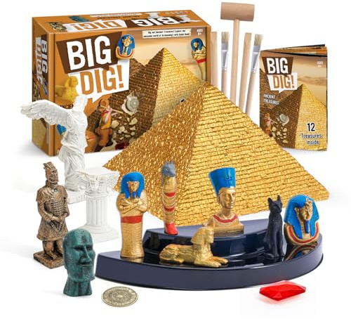 Eggbox Antico Egitto Set di scavi per bambini – Piramide Dig giocattolo con 12 tesori egiziani, STEM giocattolo archeologia educativa regalo per bambini dai 6 7 8 9 10 anni