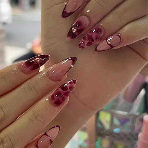 Cosmeria 24 Pezzi Unghie Finte Corte Floreali, Unghie Artificiali con Motivo Floreale, Unghie Acriliche Corte, Set Manicure Fai da Te per Donne, Riutilizzabili