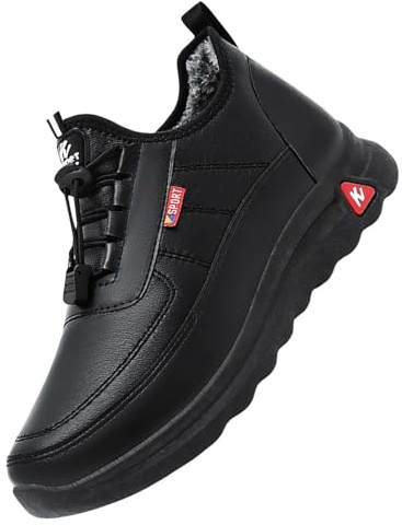 Generisch Botas de invierno para mujer, de algodón, impermeables, botines de invierno, botas de cuero, zapatos ortopédicos, botas cortas para invierno, botas de entretiempo, Negro , 39 EU