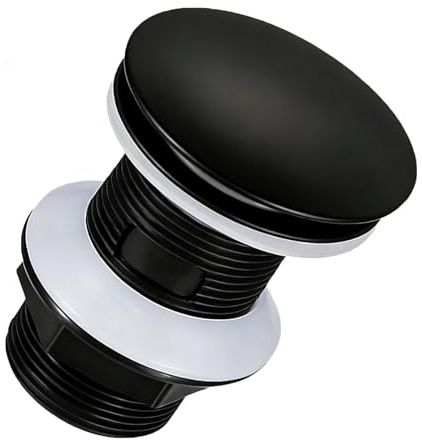 Bonde Lavabo Salle de Bain Universelle G 1¼, Bonde Clic Clac Lavabo, Bonde de Lavabo pour Évier, Bain et Lavabo, Design Moderne (Noir Mat)