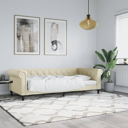 Emmtore Sofá Cama sin colchón Cuero sintético Crema 90x200 cm