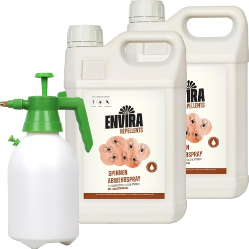 Envira Spinnenspray 2 x 5 Liter + 2L Drucksprüher - Spray mit Langzeitwirkung gegen alle Arten Spinnen - Mittel gegen Spinnen - Effektive Spinnenabwehr
