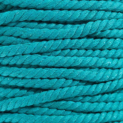 Super Soft 3 Strand Twisted Cotton Rope (Teal, 1/4 Inch x 25 Feet)
