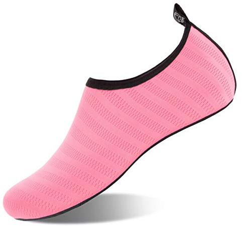 WateLves Womens and Mens Kids Water Shoes Barefoot Quick-Dry Aqua Socks for Beach Swim Surf Yoga Exercise (Tender Pink, M)