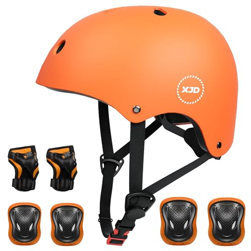 XJD Kids Helmet Adjustable Kids Bike Helmet Protective Gear Sets for 2-13 Years Knee Pads Elbow Pads Wrist Guards for Child Roller Skates Skateboard Inline Cycling Bicycle BMX Scooter Boys Girls