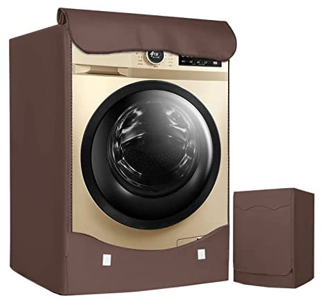 LEESITEC Funda para Lavadora de Color Plata Impermeable para Lavadora de Carga Frontal y Cubierta para Secadora - 60 x 64 x 85 cm Marrón